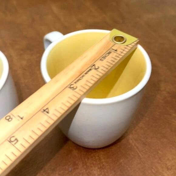 Set Of 3 Essential Home White & Yellow Mugs - Ceramic Coffee Cups - Picture 7 of 8